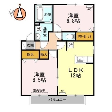 メゾン・ラフィーネB棟 B101の間取り図