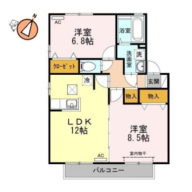 メゾン・ラフィーネB棟 B102の間取り図