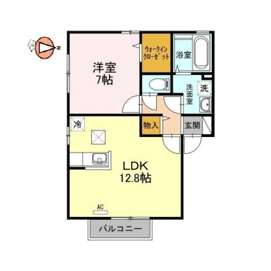 グランシャリオE棟 E101の間取り図