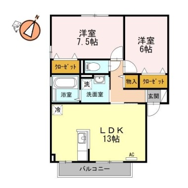 グランシャリオD棟 D201の間取り図