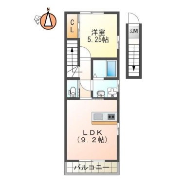 国府町府中字堀田 アパート 1LDK 201の間取り図