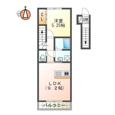 国府町府中字堀田 アパート 1LDK 202の間取り図