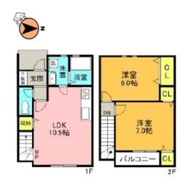 八万町 アパート 2LDK Cの間取り図