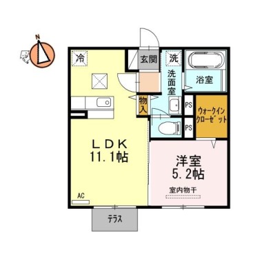 シャインクレールB棟 B102の間取り図