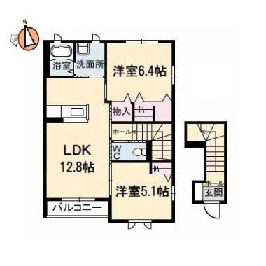 花ぽーと B棟 B201の間取り図