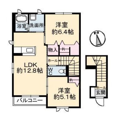 花ぽーと D棟 D202の間取り図