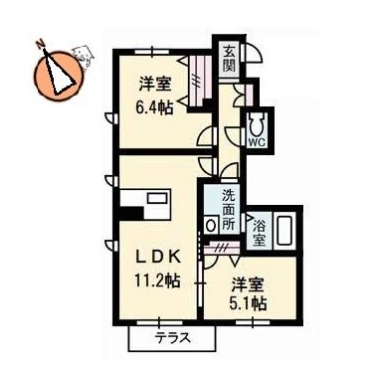 シャーメゾンフォーレ蔵本I 101の間取り図