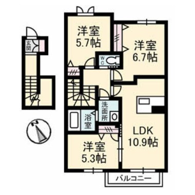 シャーメゾンフォーレ蔵本I 202の間取り図