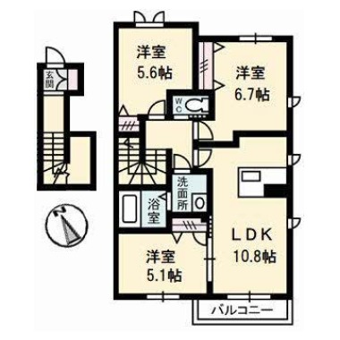 シャーメゾンフォーレ蔵本I 205の間取り図