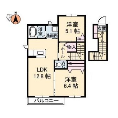 花ぽーと E棟 E202の間取り図