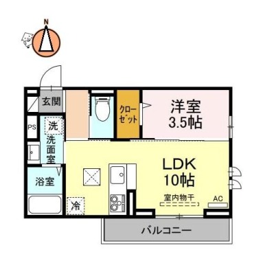 キャトルセゾン富田橋 102の間取り図