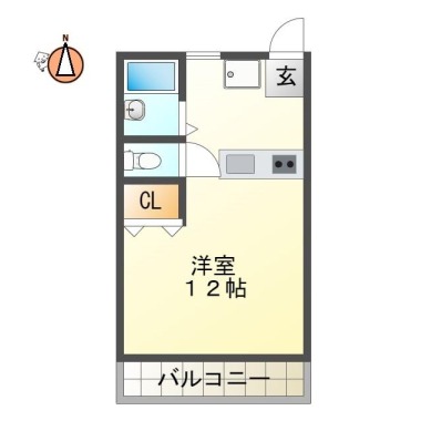 川内町榎瀬 マンション 1R 303の間取り図