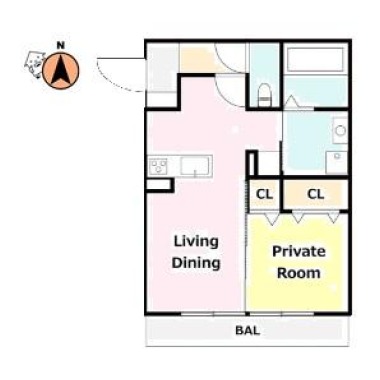 中昭和町 アパート 1LDK 102の間取り図