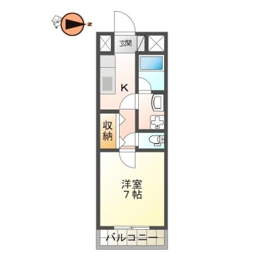 南庄町 マンション 1K 406の間取り図