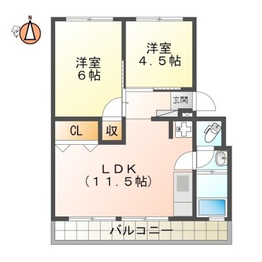 春日 マンション 2LDK 102の間取り図