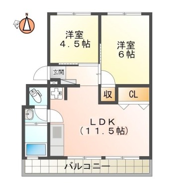 春日 マンション 2LDK 303の間取り図