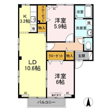 フォブールミューレ 201の間取り図