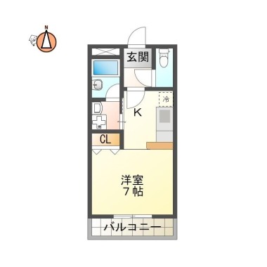 山城西 マンション 1K 102の間取り図