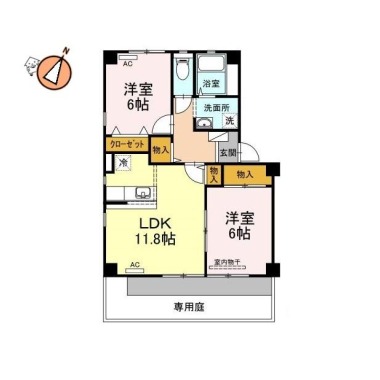 フォブール佐古 A棟 104の間取り図