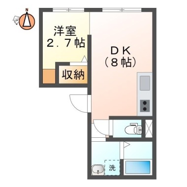 佐古三番町 マンション 1DK 102の間取り図