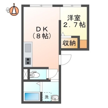 佐古三番町 マンション 1DK 105の間取り図