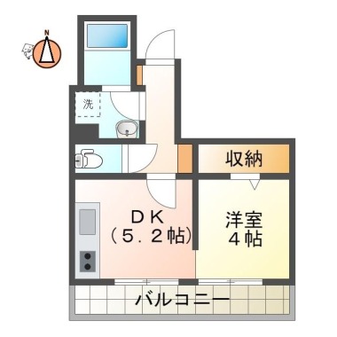 佐古三番町 マンション 1DK 301の間取り図