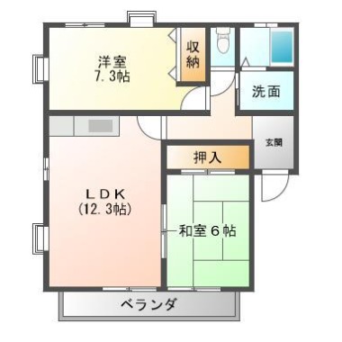 フォブールタウン南田宮 C棟 201の間取り図