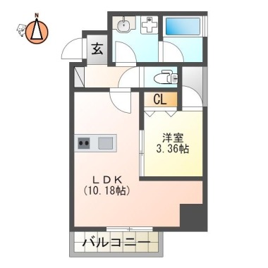 幸町 マンション 1LDK 602の間取り図