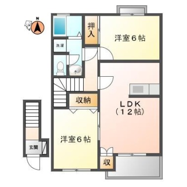 西新浜町 アパート 2LDK 205の間取り図