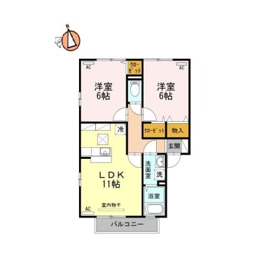 エーデルハイムII棟 2-101の間取り図