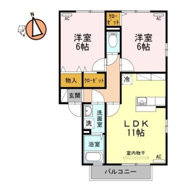 エーデルハイムII棟 2-102の間取り図