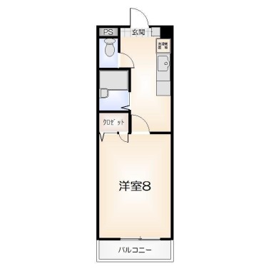 沖浜東 マンション 1K 402の間取り図