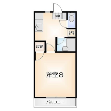 かちどき橋 マンション 1K 2Dの間取り図