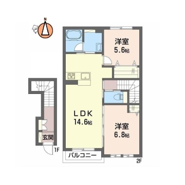 プロヌーブ春日 201の間取り図