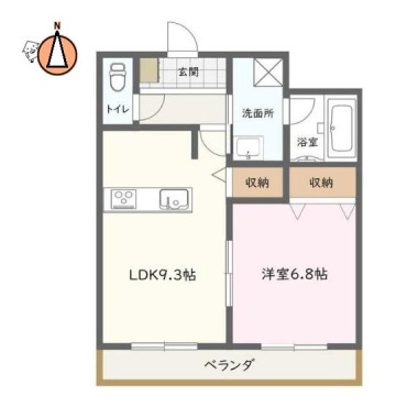 南田宮 アパート 1LDK A105の間取り図