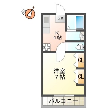 南矢三町 マンション 1K 102の間取り図