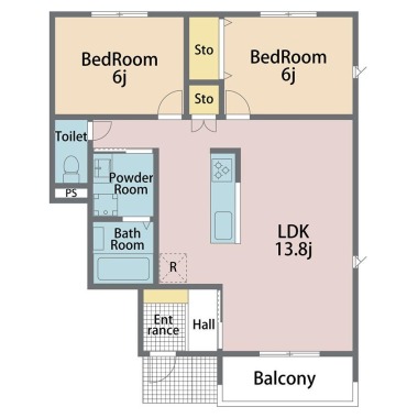 八万町 アパート 2LDK 103の間取り図