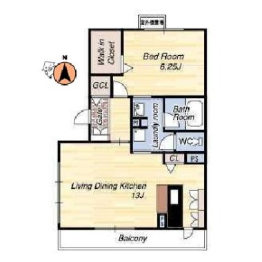 西須賀町 アパート 1LDK 201の間取り図