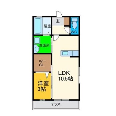 安宅 アパート 1LDK 103の間取り図