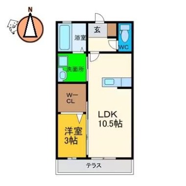 安宅 アパート 1LDK 202の間取り図