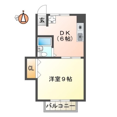 国府町花園 アパート 1DK 101の間取り図