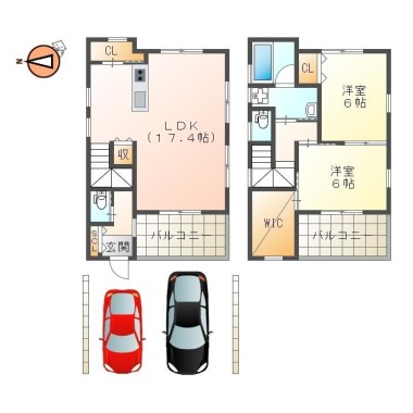 城東町2丁目 一戸建て 2LDK IIの間取り図