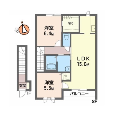 川内町平石若宮 アパート 2LDK 205の間取り図