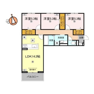 サンセール問屋町II 107の間取り図