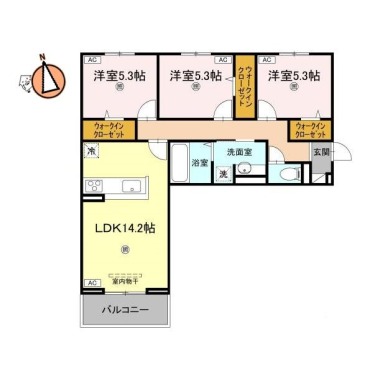 サンセール問屋町II 207の間取り図