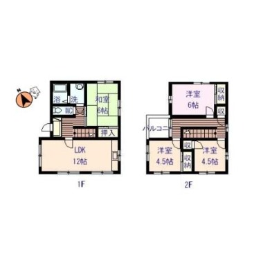 北沖洲 一戸建て 4LDK Bの間取り図