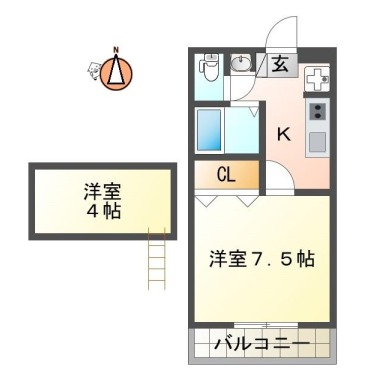 南昭和町 アパート 1K 205の間取り図