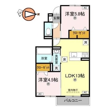 オリエンタルコート南田宮 101の間取り図