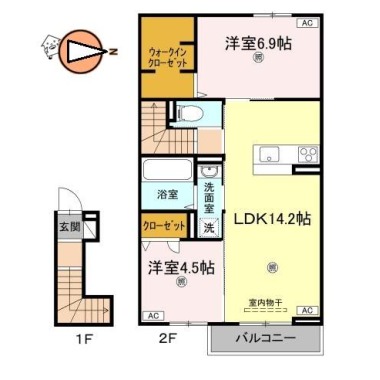 オリエンタルコート南田宮 201の間取り図