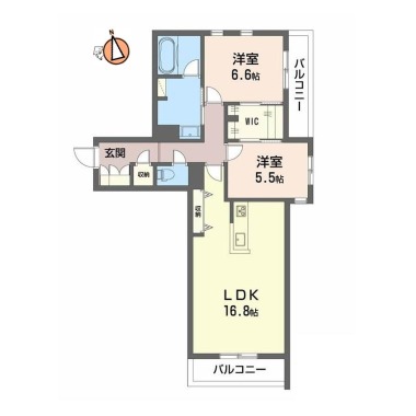 ベレオ安宅ヒュッゲ 102の間取り図